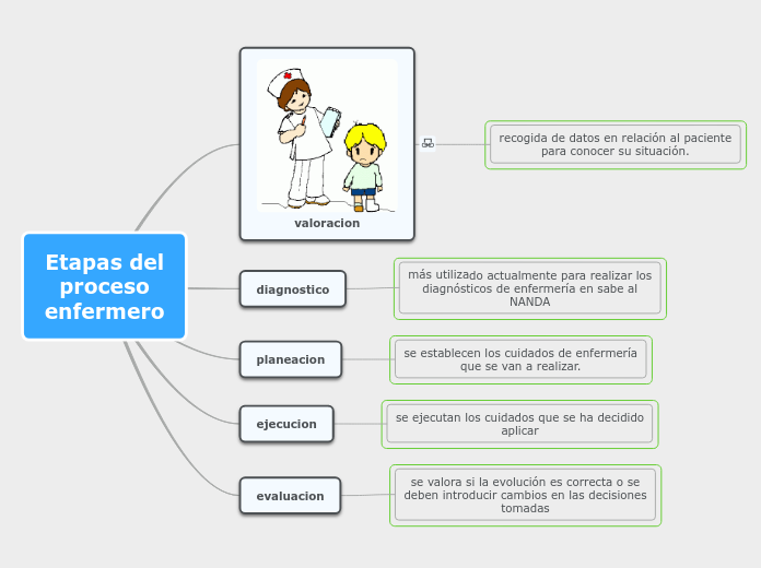 Etapas del proceso enfermero Mind Map